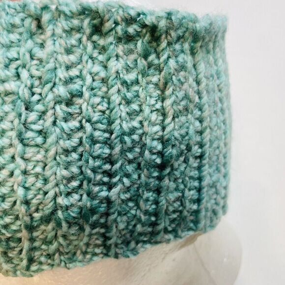 Red Barn Ranch Boho Headband Beanie Hat Mottled Green Twist Cable Knit Winter - Picture 3 of 5